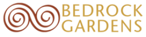  double swirls similar to an infinity symbol with text &quot;Bedrock Gardens&quot;